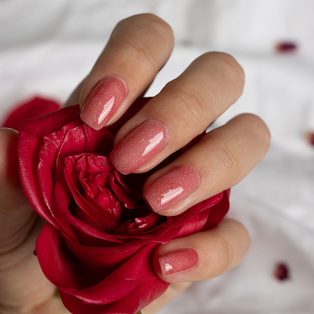 Gelous Enchanted Rose gel nail polish - photographed in Australia on model