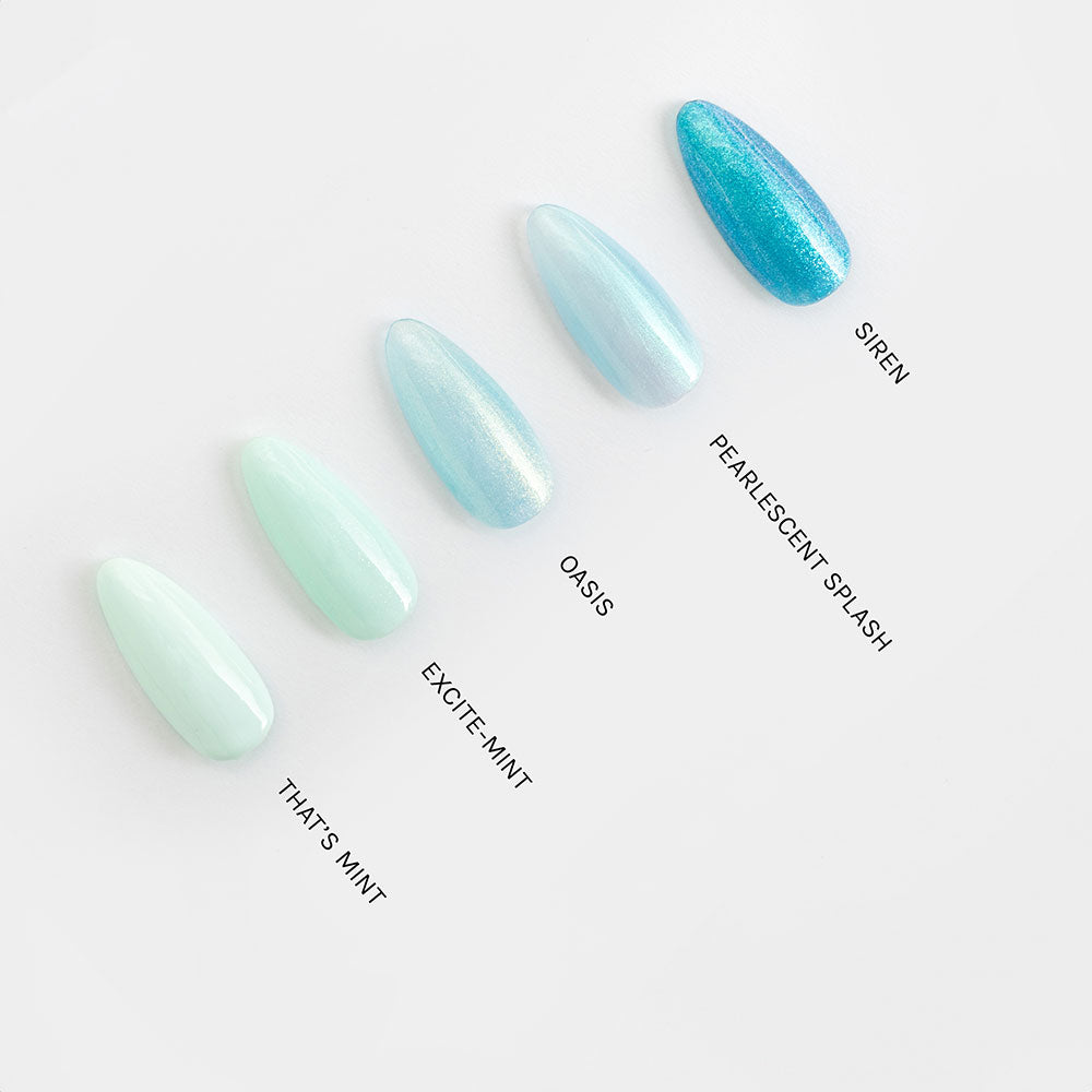 Gelous Excite-Mint gel nail polish comparison - photographed in Australia