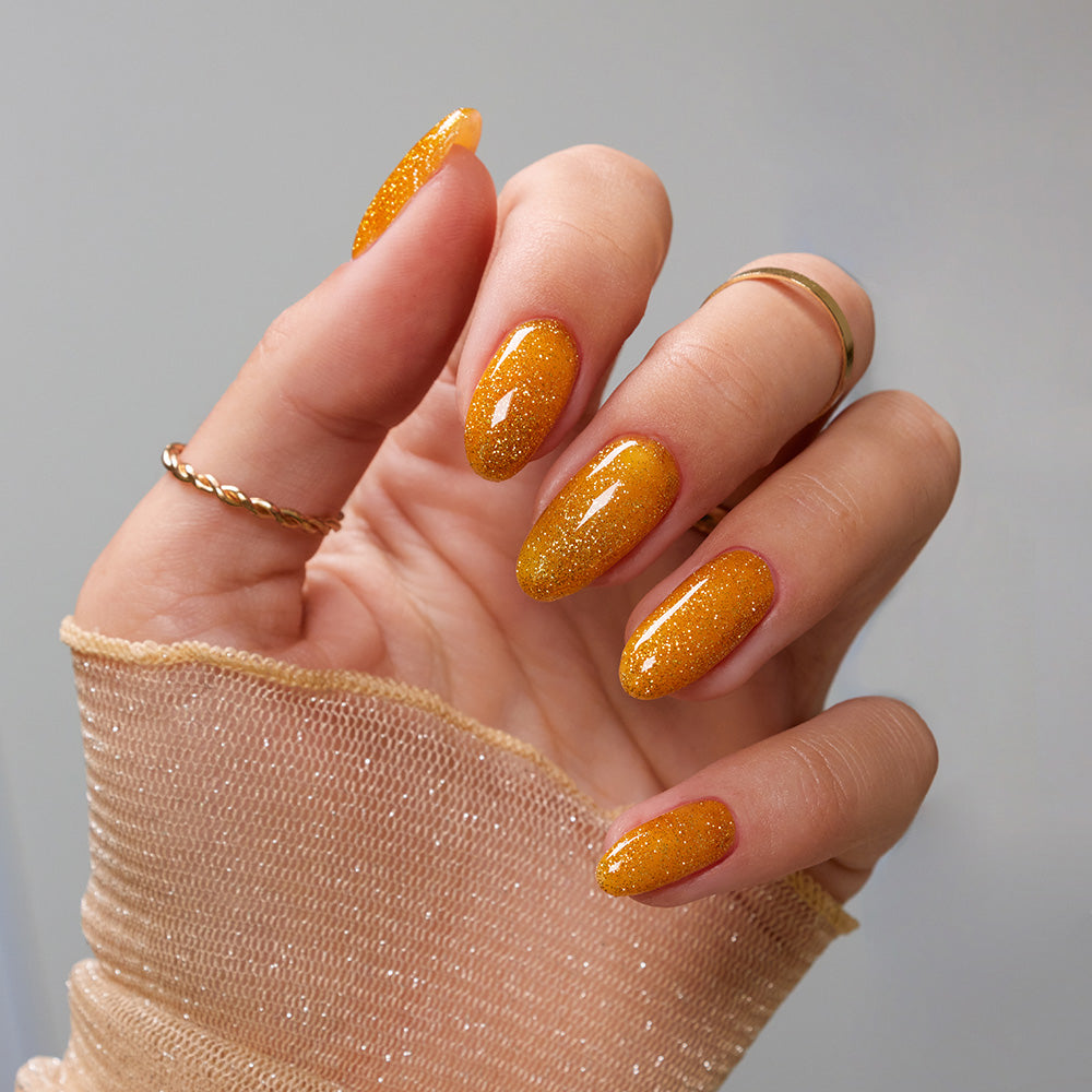 Gelous Good As Gold gel nail polish - photographed in Australia on model