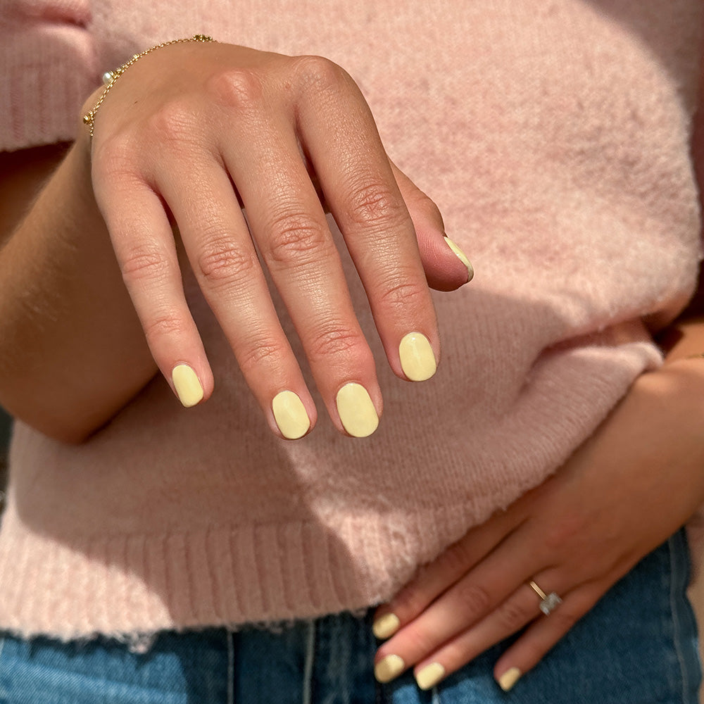 Gelous Go Bananas gel nail polish - photographed in Australia on model