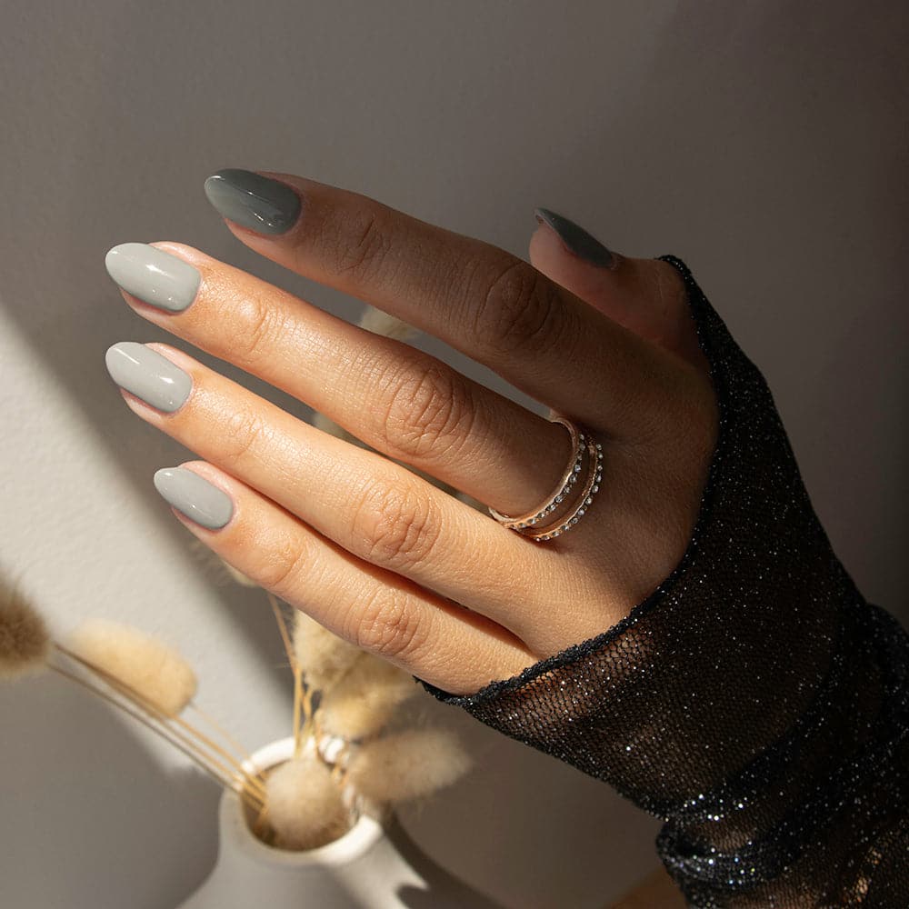 Gelous Grey Skies gel nail polish - photographed in Australia on model