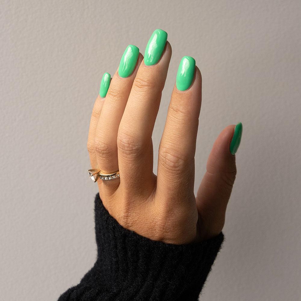 Gelous Green With Envy gel nail polish swatch - photographed in Australia