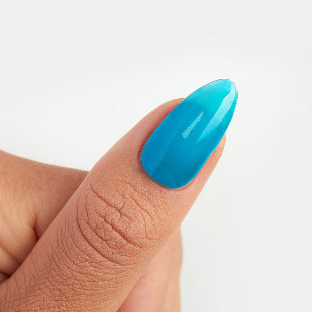 Gelous Blue Jelly gel nail polish - photographed in Australia on model