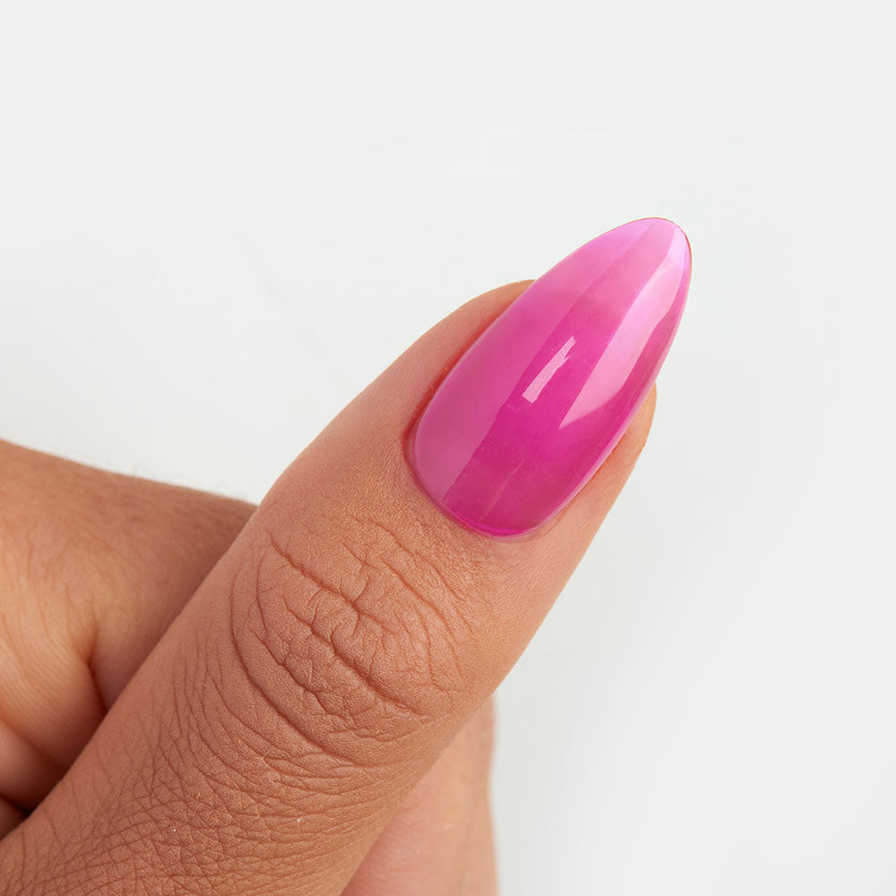 Gelous Fuchsia Jelly gel nail polish - photographed in Australia on model