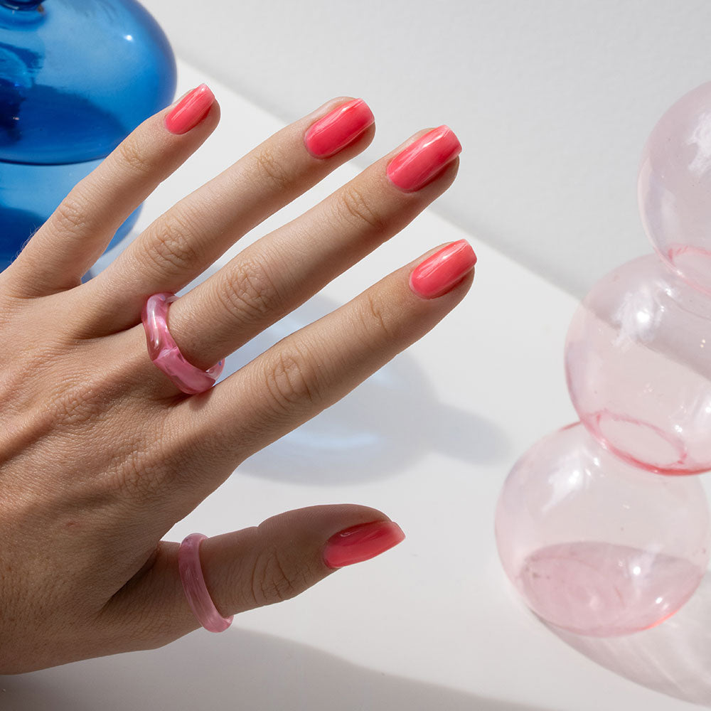 Gelous Hot Pink Jelly gel nail polish - photographed in Australia on model