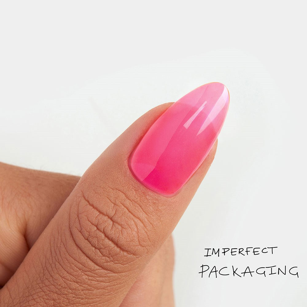 Gelous Imperfect Hot Pink Jelly gel nail polish - photographed in New Zealand on model