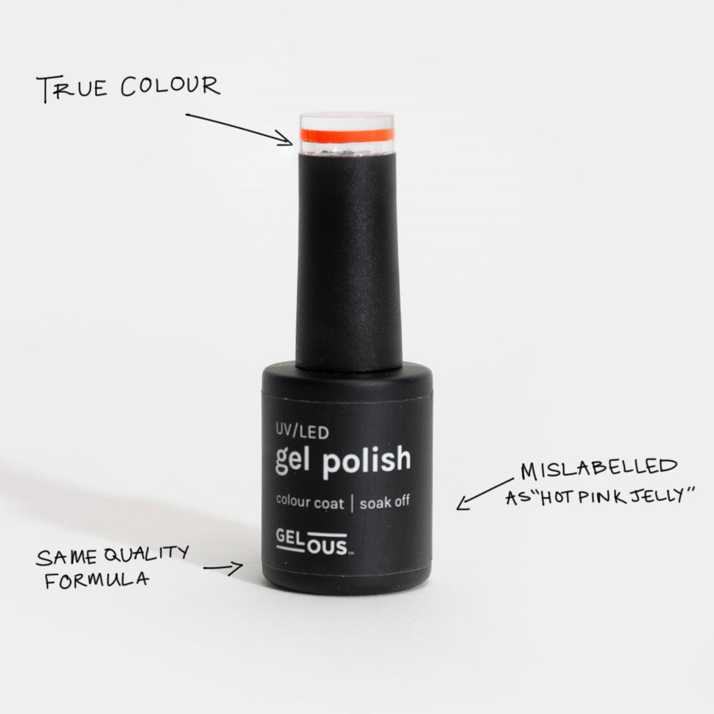 Gelous Imperfect Orange Jelly gel nail polish - photographed in Australia