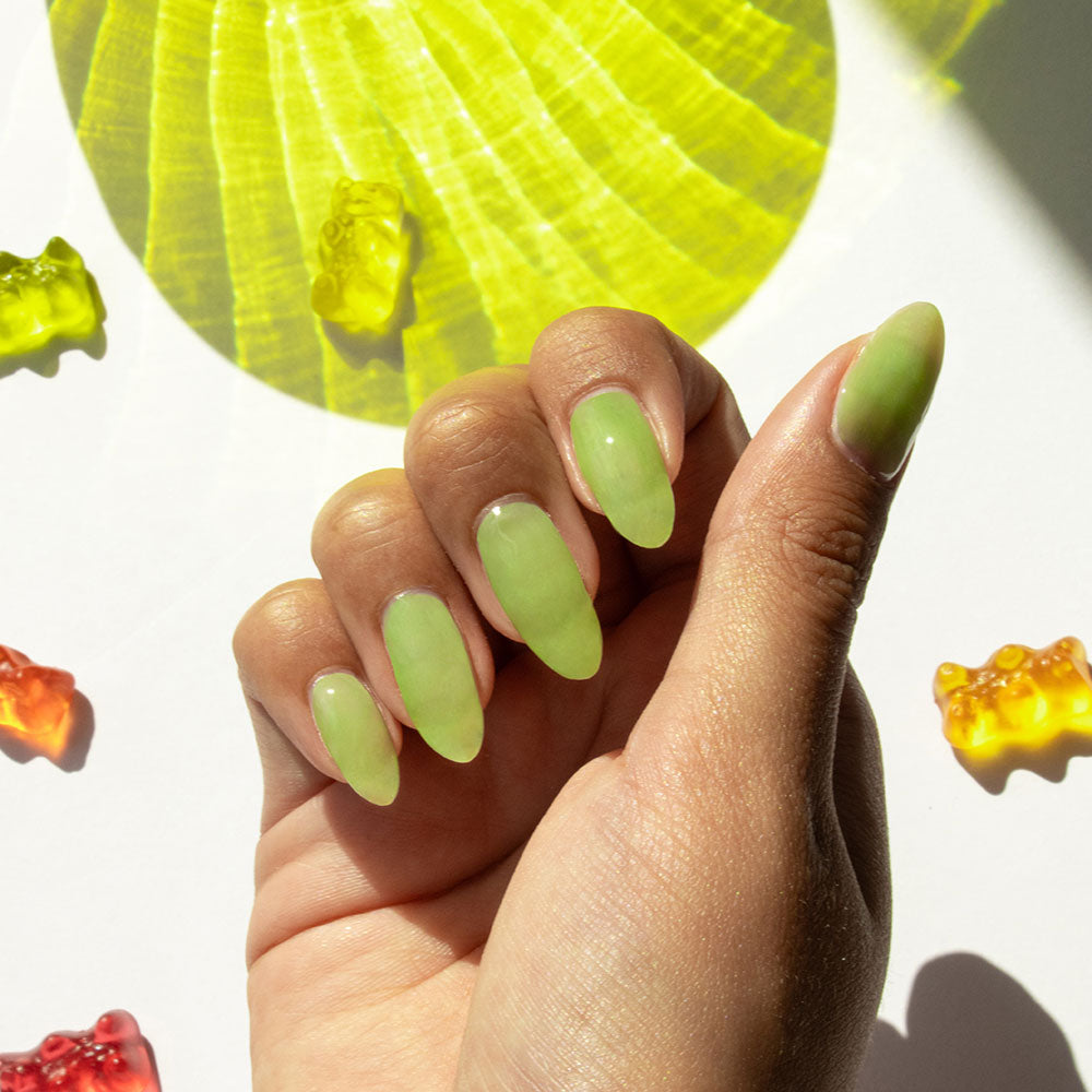 Gelous Lime Jelly gel nail polish - photographed in Australia on model