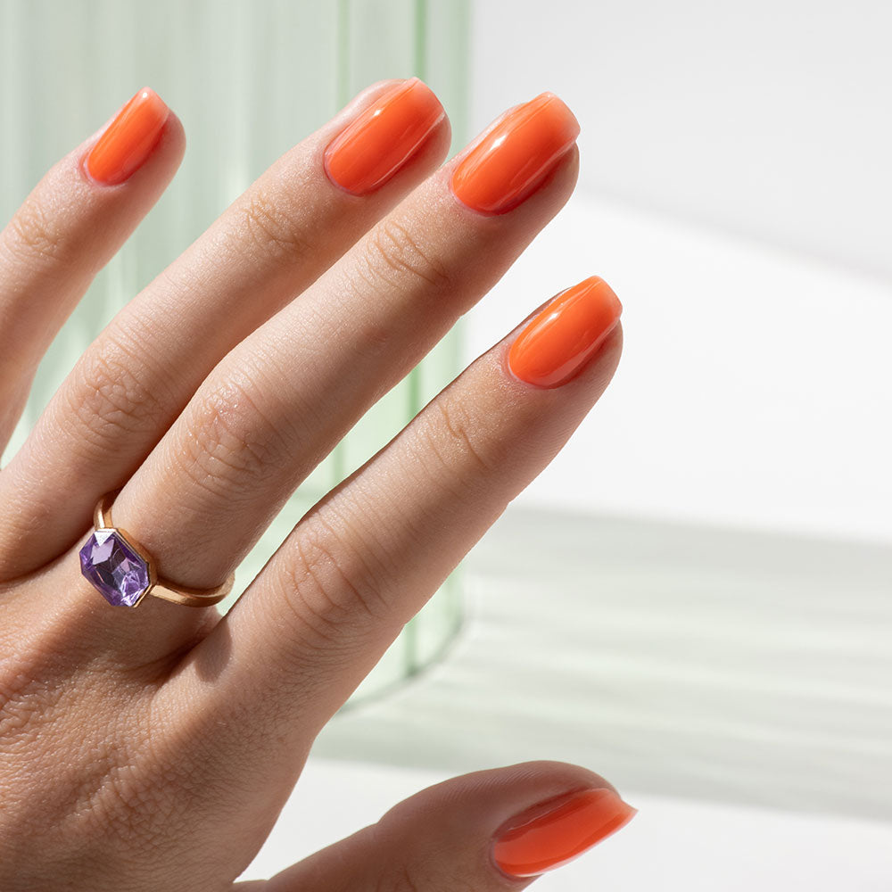 Gelous Orange Jelly gel nail polish - photographed in Australia on model