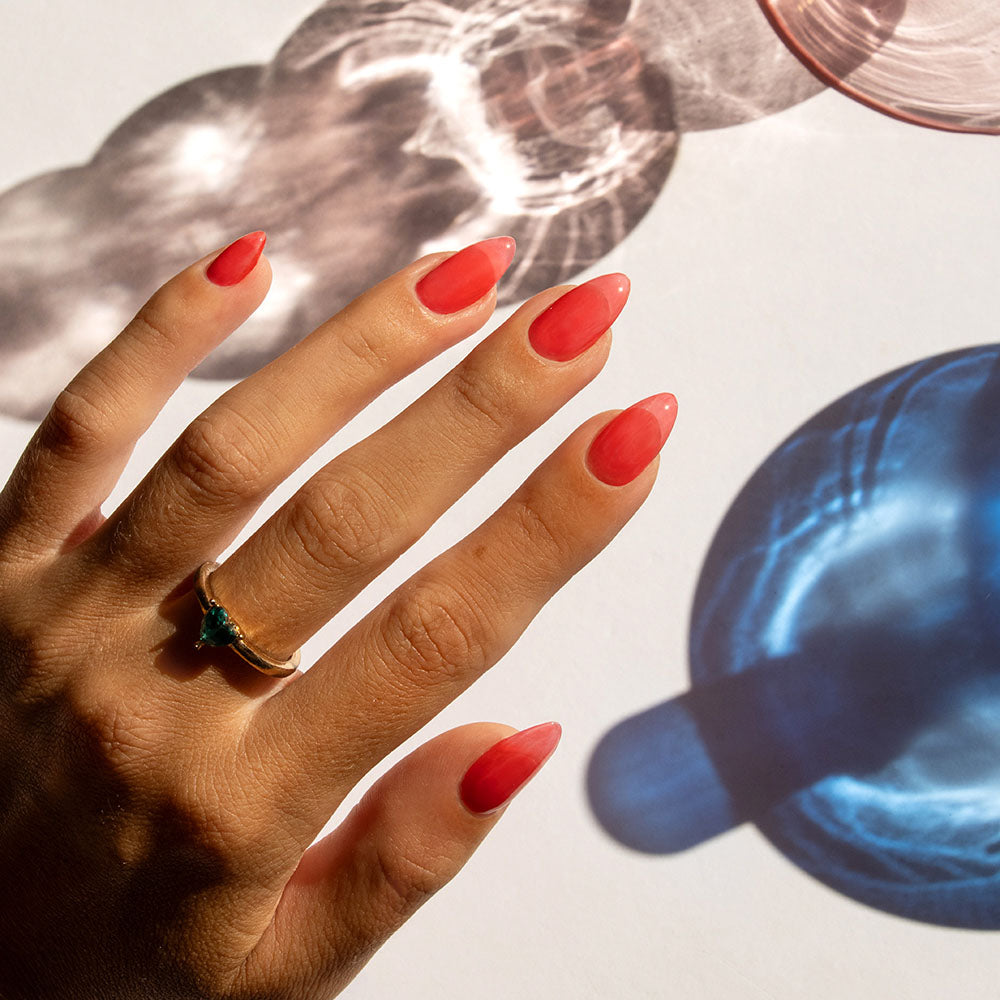 Gelous Watermelon Jelly gel nail polish - photographed in Australia on model