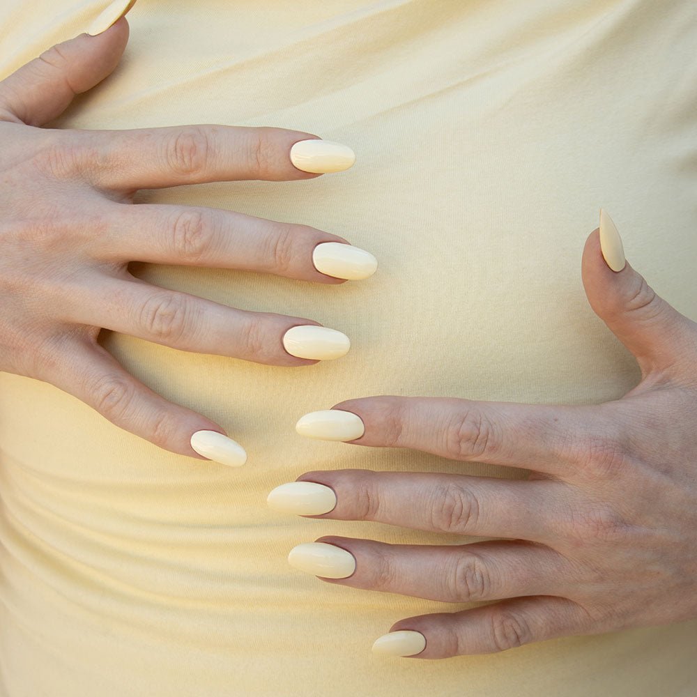 Gelous Lemon Sorbet gel nail polish - photographed in Australia on model