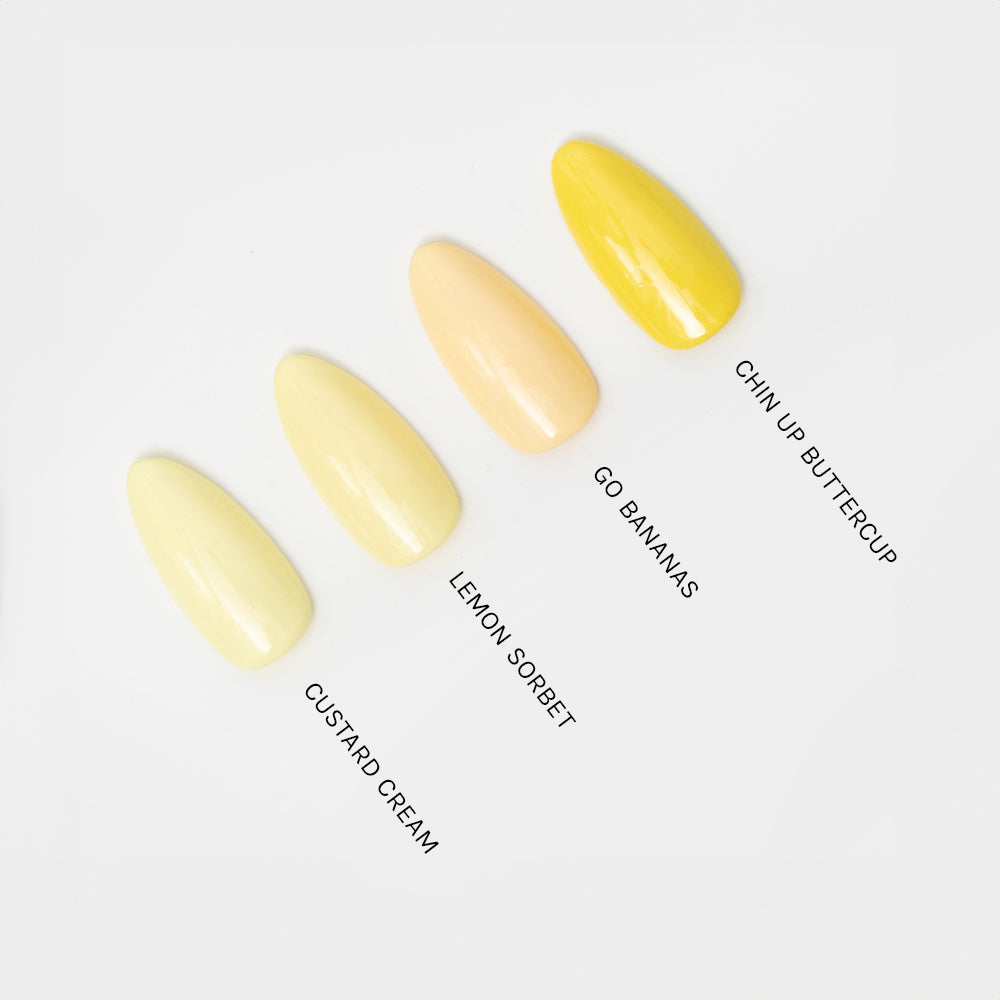 Gelous Lemon Sorbet gel nail polish comparison - photographed in Australia