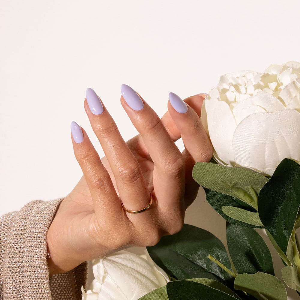 Gelous Lavender Whisper gel nail polish - photographed in Australia on model