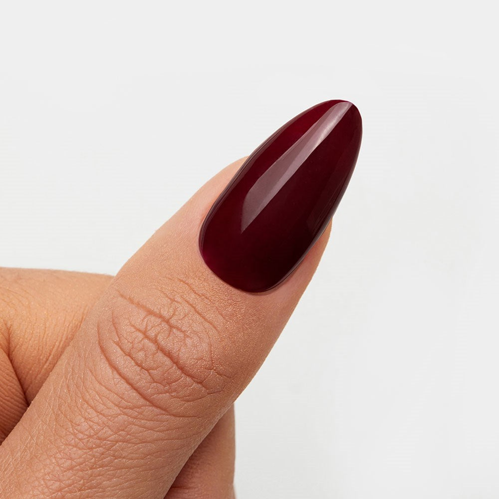 Gelous Merlot HEMA & TPO Free gel nail polish swatch - photographed in Australia on model