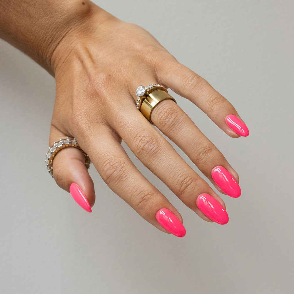 Gelous Neon Barbie Gel Nail Polish - photographed in Australia on model