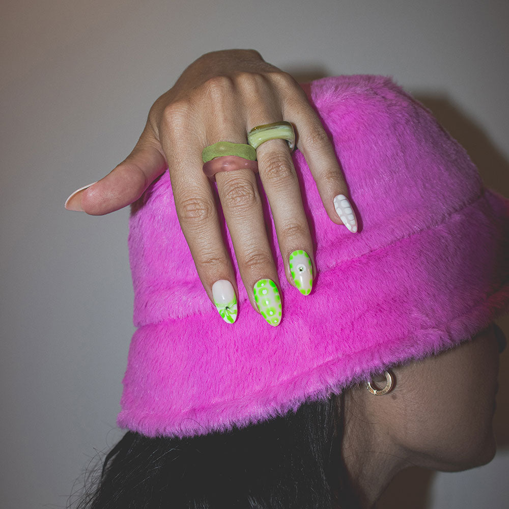 Gelous Neon Green gel nail polish - photographed in Australia on model