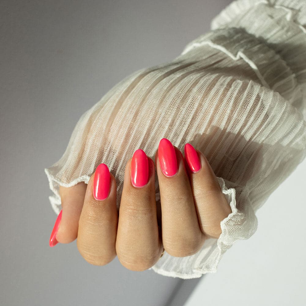 Gelous Neon Pink gel nail polish - photographed in Australia