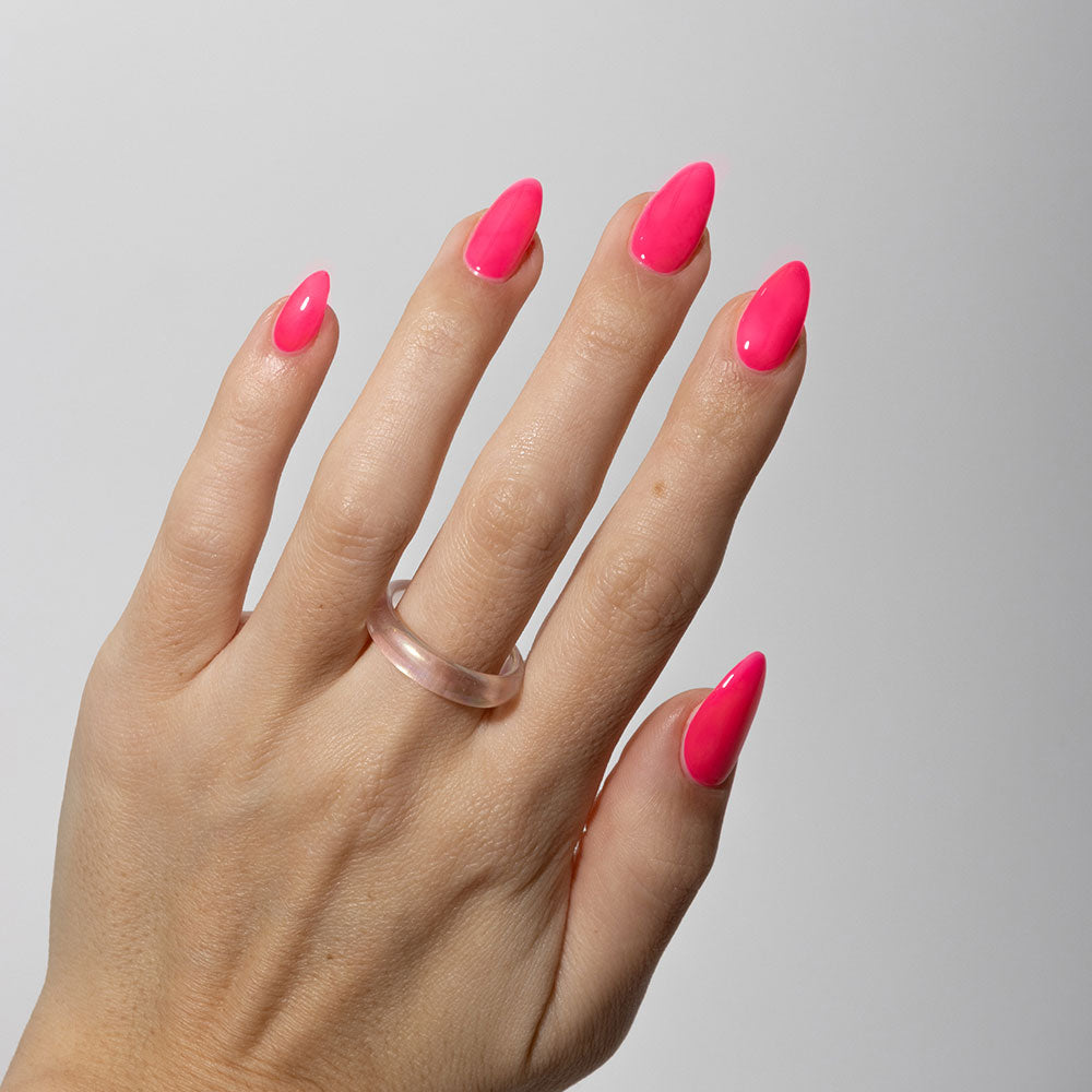 Gelous Neon Pink gel nail polish swatch - photographed in Australia