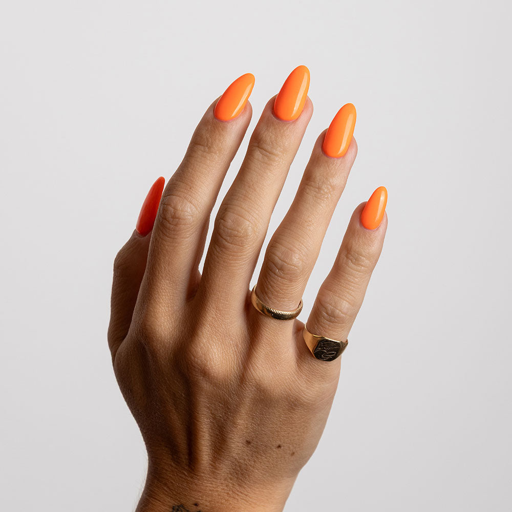 Gelous Neon Tangelo gel nail polish swatch - photographed in Australia