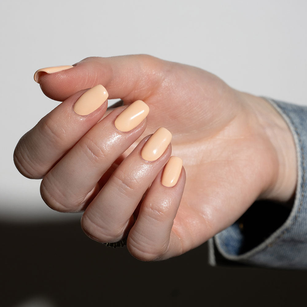 Gelous Peaches and Cream gel nail polish - photographed in Australia on model