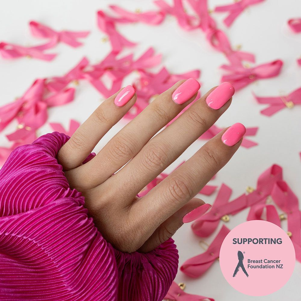 Gelous Pink for a Cure gel nail polish - photographed on model in Australia