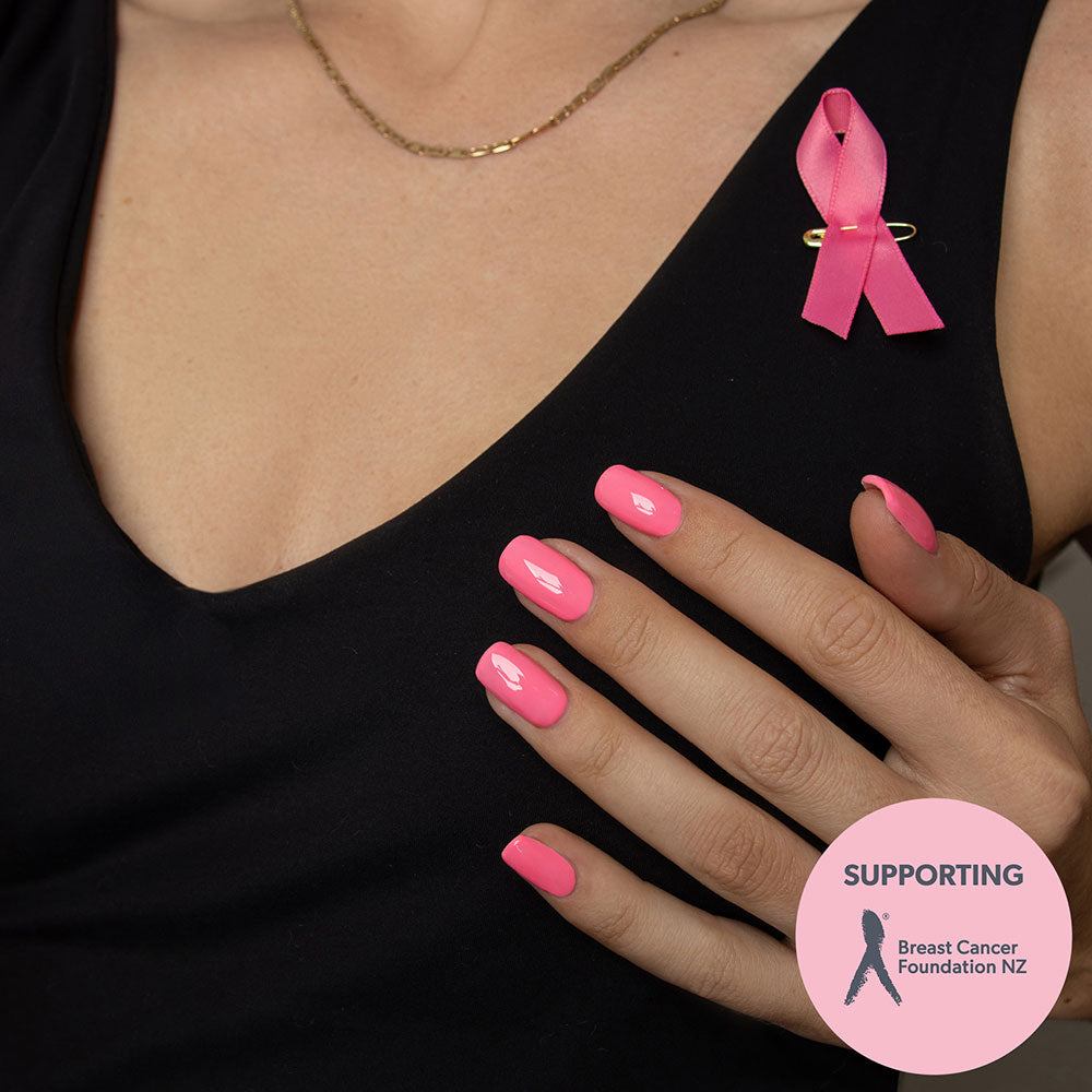 Gelous Pink for a Cure gel nail polish - photographed on model in Australia