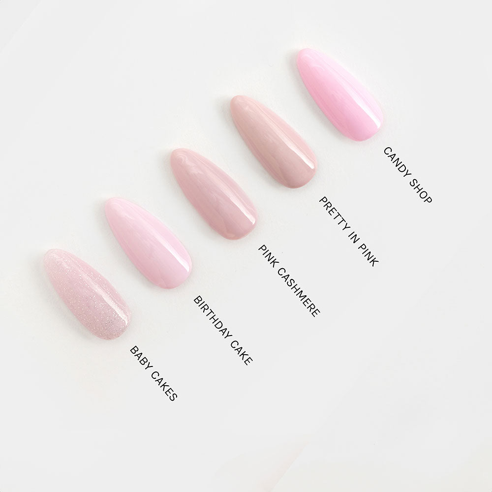 Gelous Pretty in Pink gel nail polish comparison - photographed in Australia