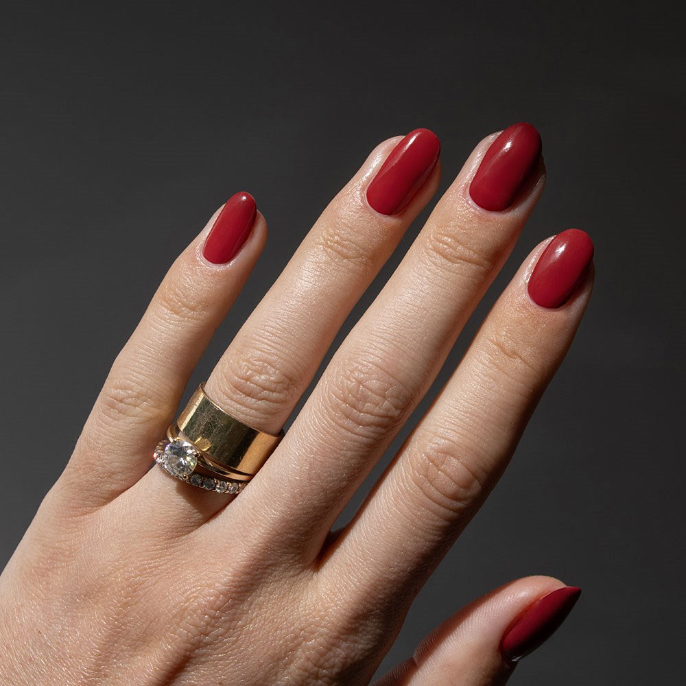 Gelous Pinot Noir HEMA & TPO Free gel nail polish - photographed in Australia on model