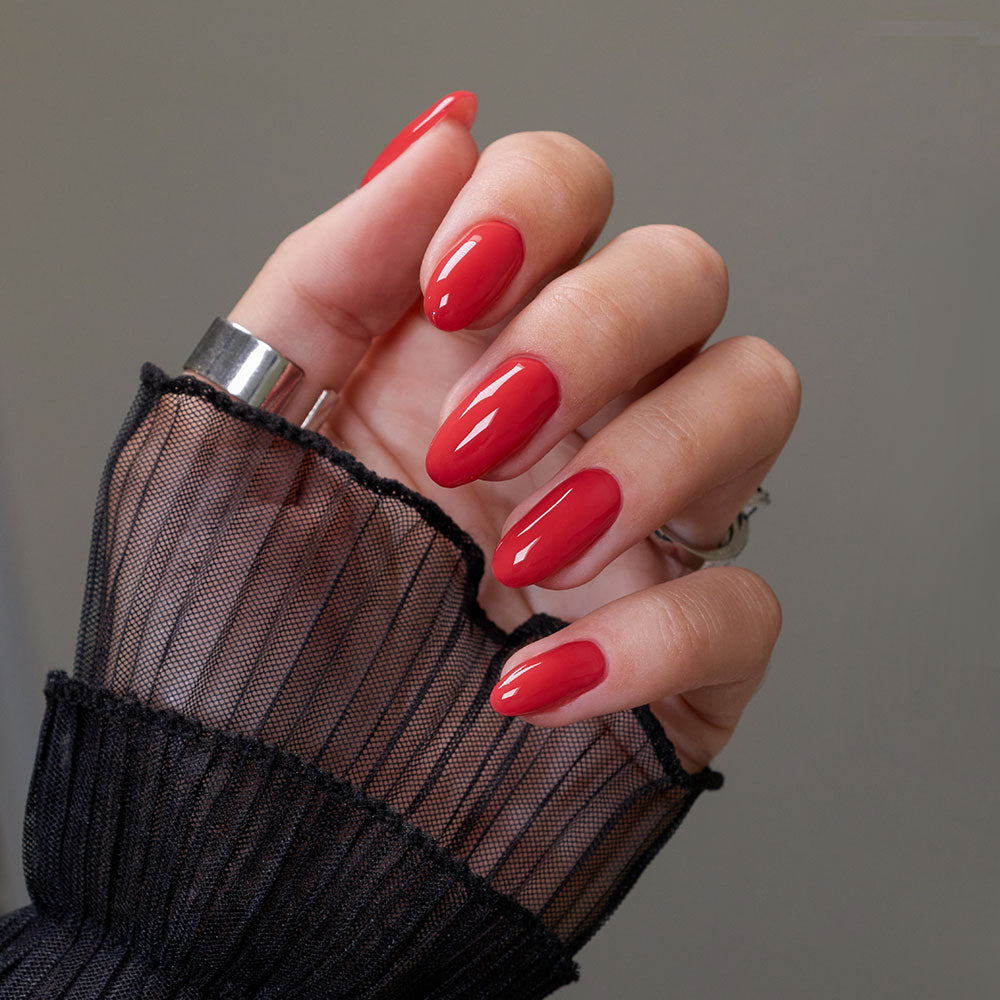 Gelous Red Velvet gel nail polish - photographed in Australia on model