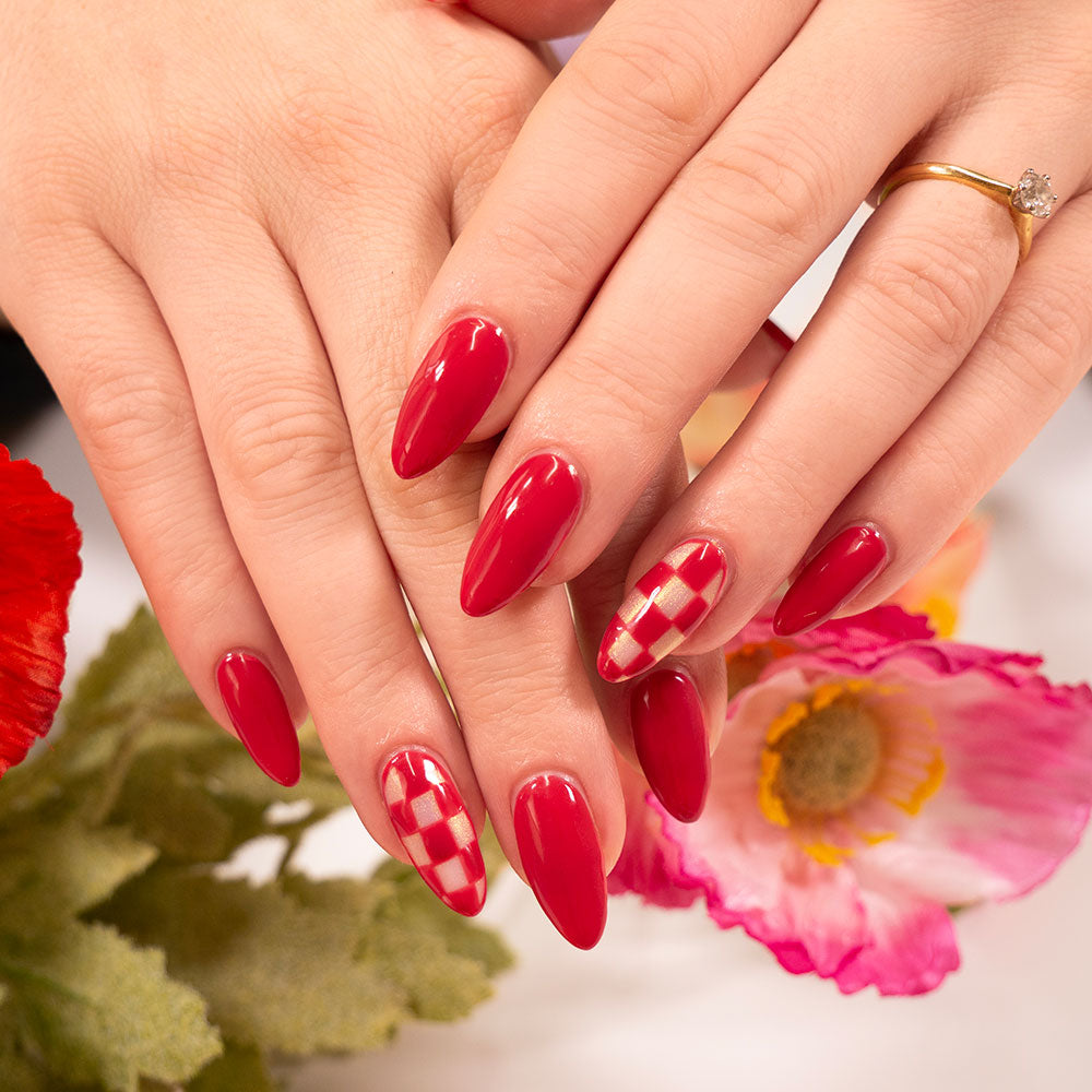 Gelous Red Velvet gel nail polish - photographed in Australia on model