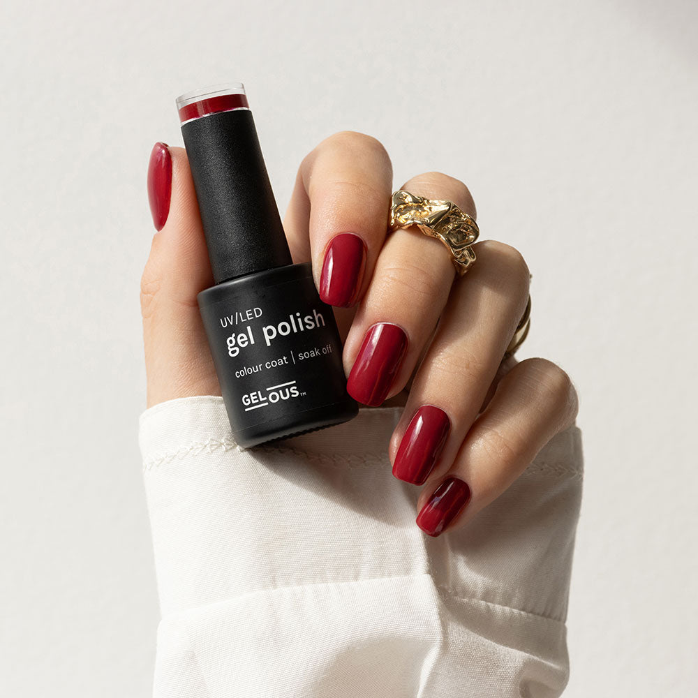 Gelous Rich Mahogany gel nail polish - photographed in Australia on model