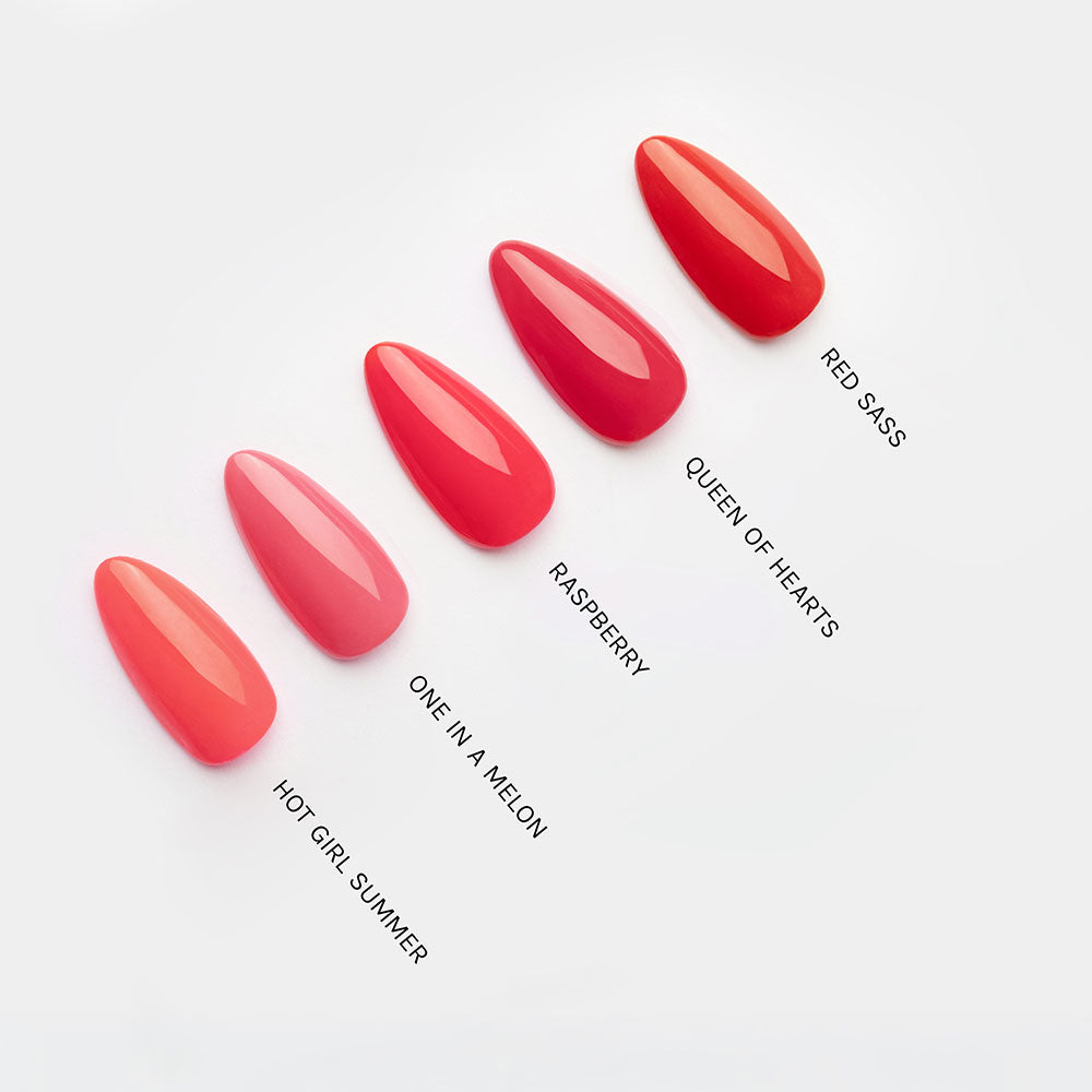 Gelous Raspberry gel nail polish comparison - photographed in Australia