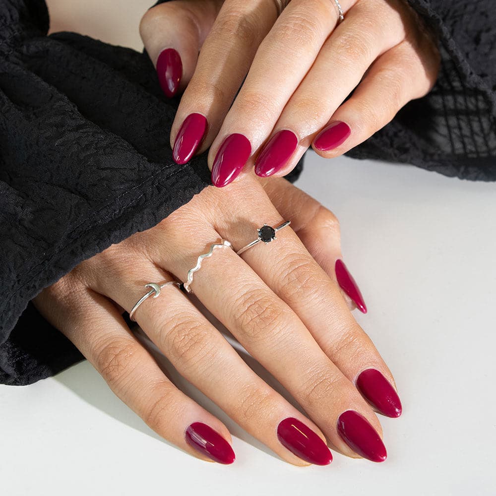 Gelous Skip a Beet gel nail polish - photographed in Australia on model