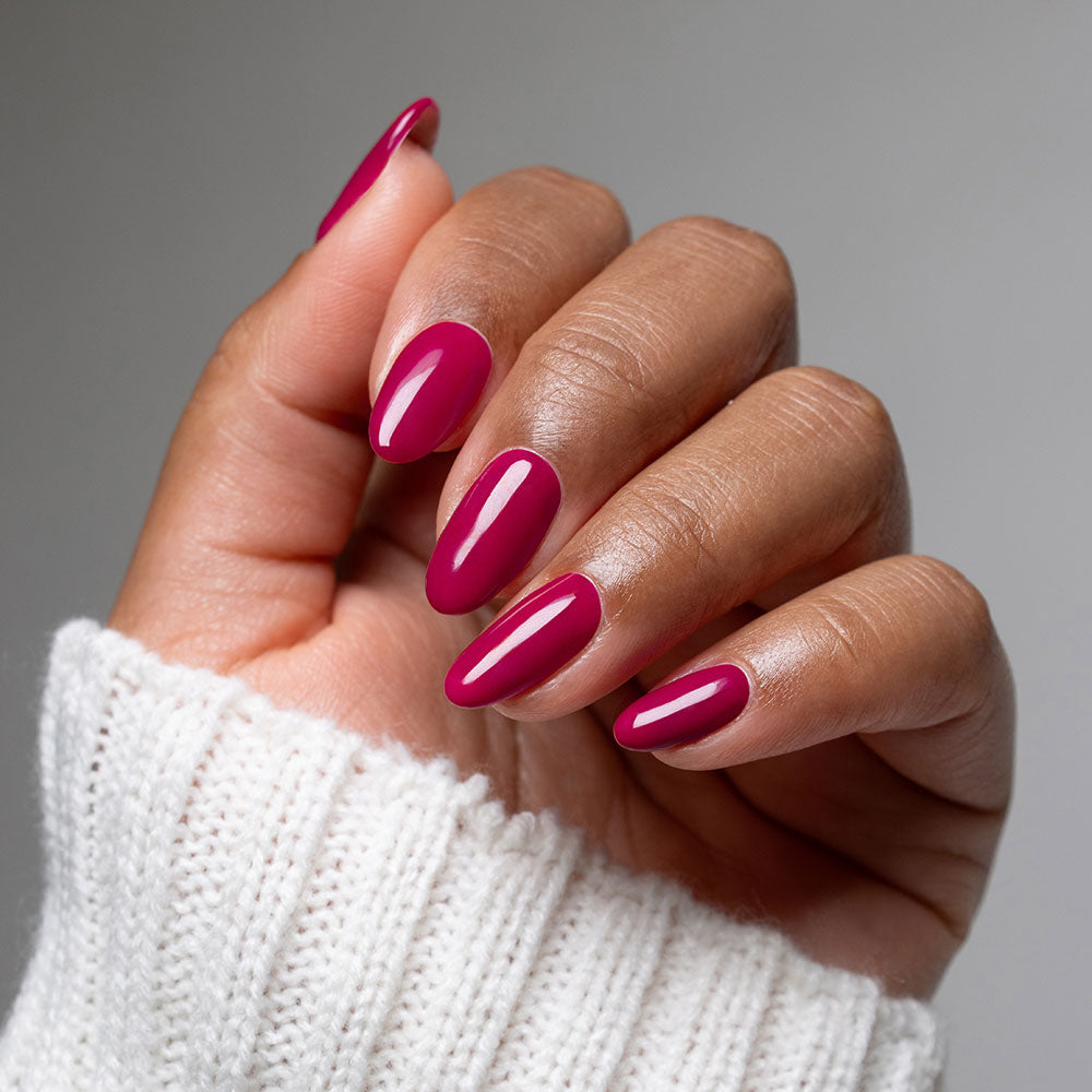 Gelous Skip a Beet gel nail polish - photographed in Australia on model