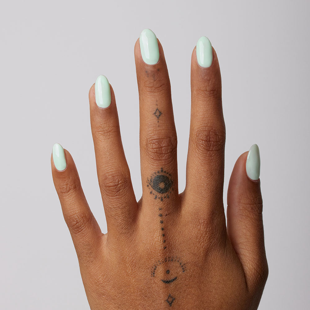 Gelous Serene Green gel nail polish swatch - photographed in Australia