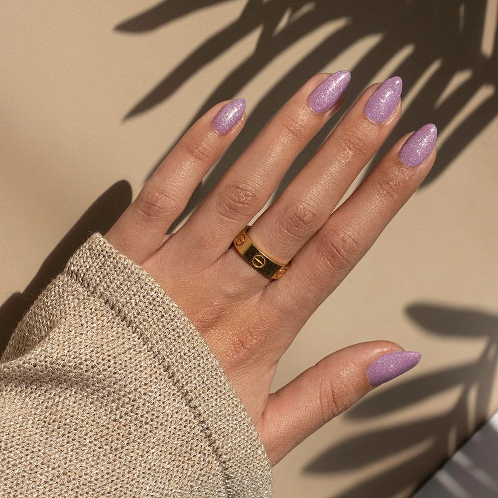 Gelous Twilight Twinkle gel nail polish photographed on model in Australia