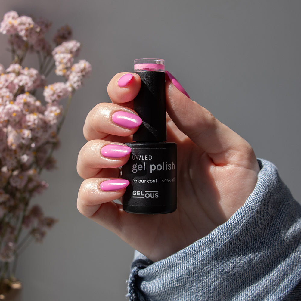 Gelous Tickled Pink gel nail polish - photographed in Australia on model