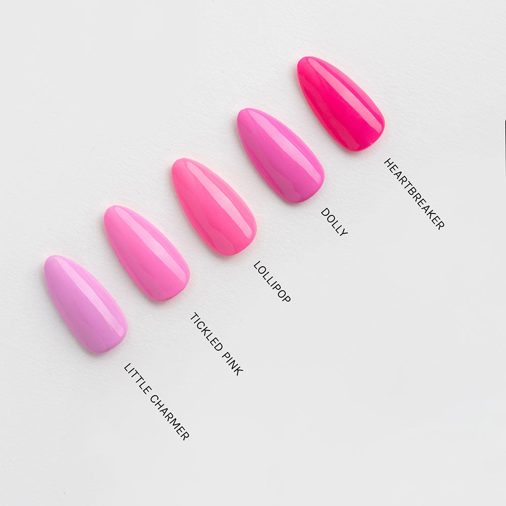 Gelous Tickled Pink gel nail polish comparison - photographed in Australia