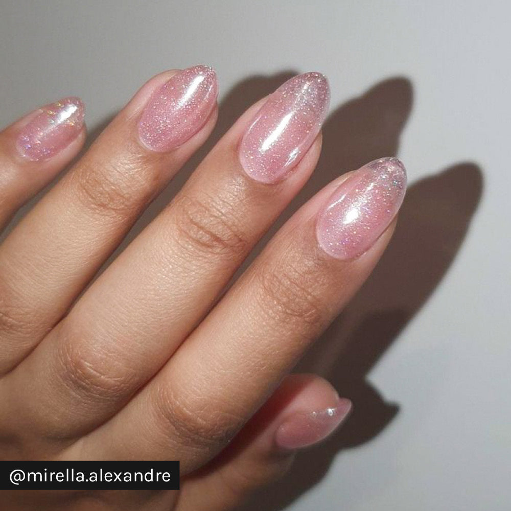 Gelous White Glaze Chrome Powder on Gelous Whispering Angel Gel Nail Polish - Instagram Photo