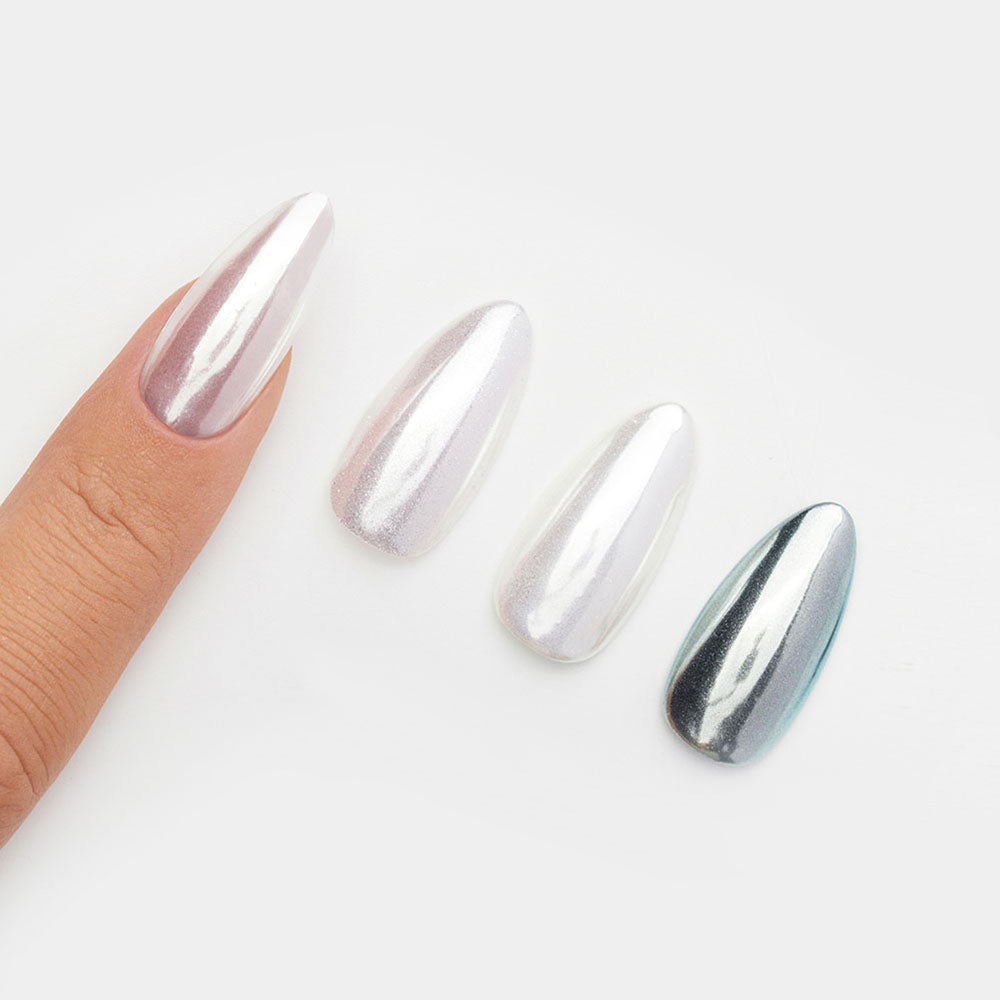Gelous Ice Age Aurora Chrome Powder swatch - photographed in Australia