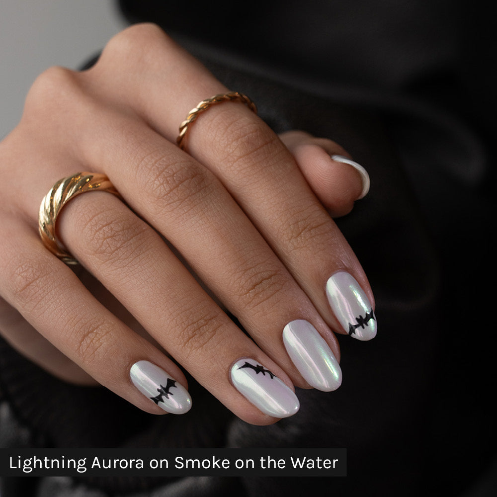 Gelous Lightning Aurora Chrome Powder on Smoke on the Water - photographed in Australia on model