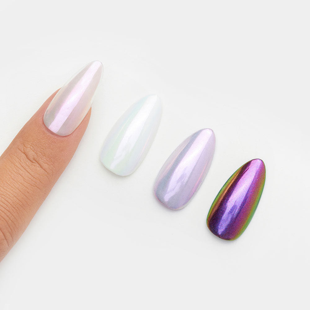 Gelous Sour Grape Aurora Chrome Powder swatch - photographed in Australia