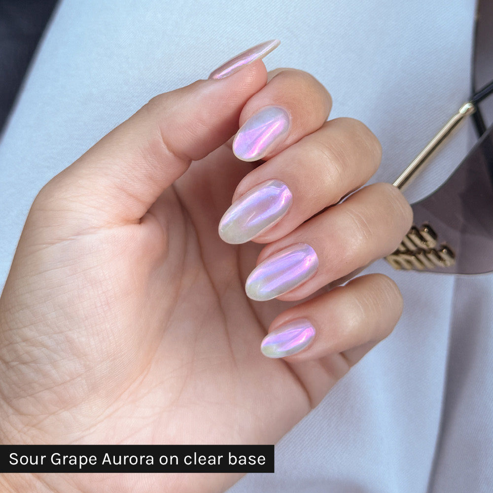 Gelous Sour Grape Aurora Chrome - photographed in Australia on model