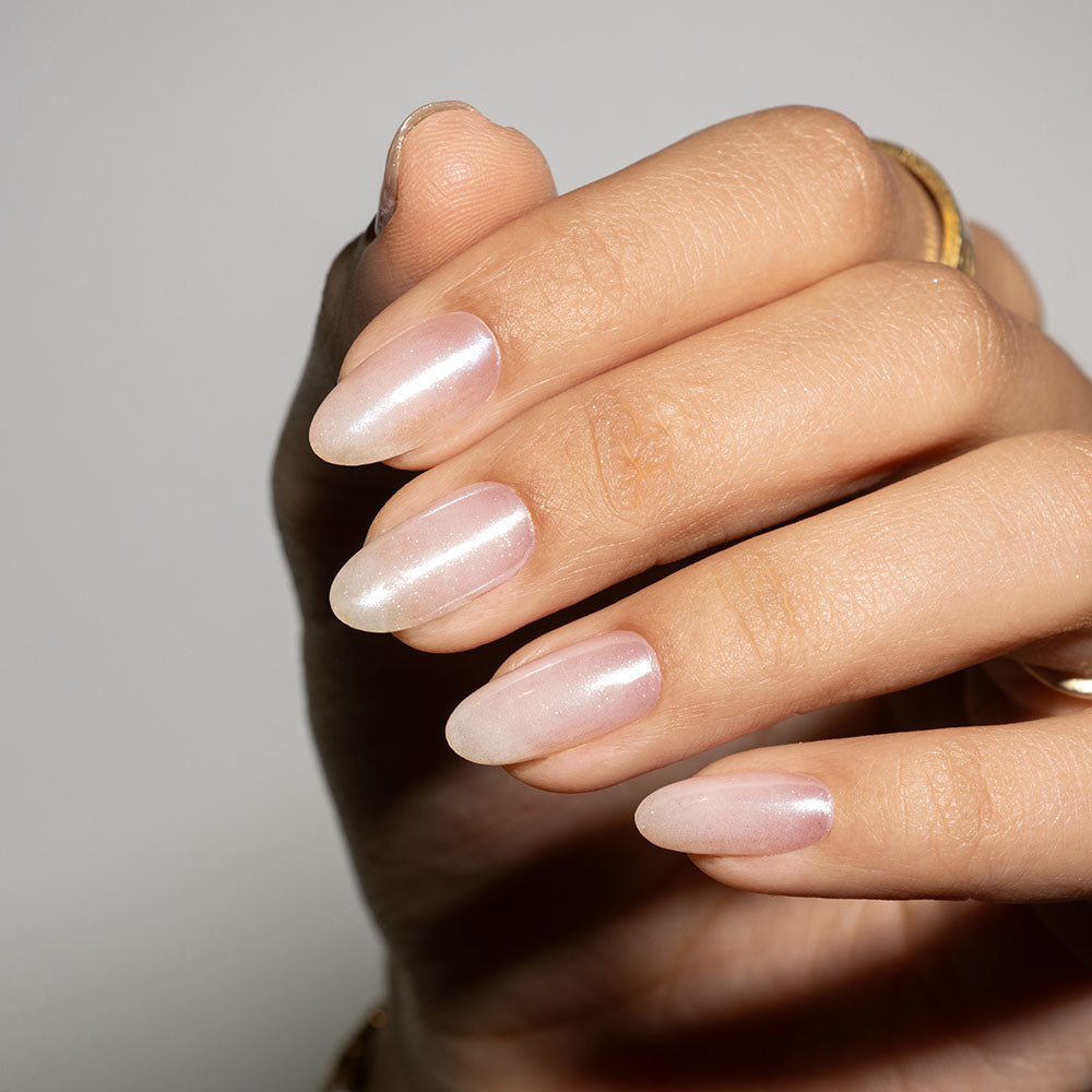Gelous White Glaze Chrome Powder - photographed in Australia on model