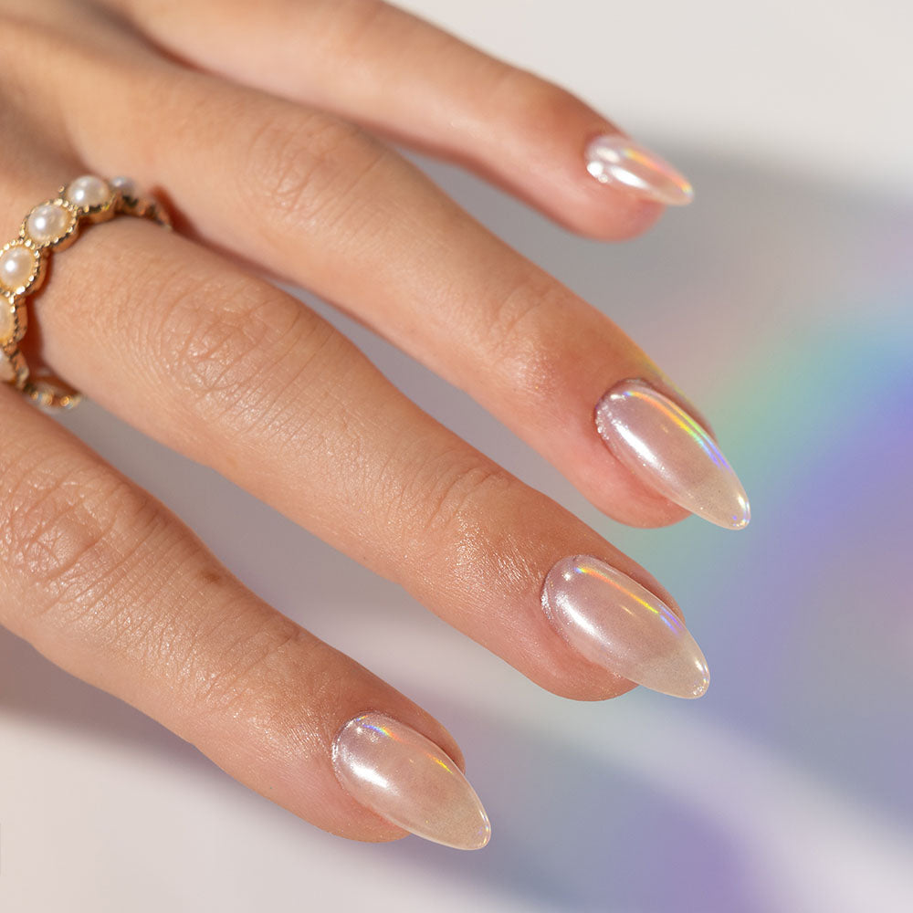 Gelous White Glaze Chrome Powder - photographed in Australia on model