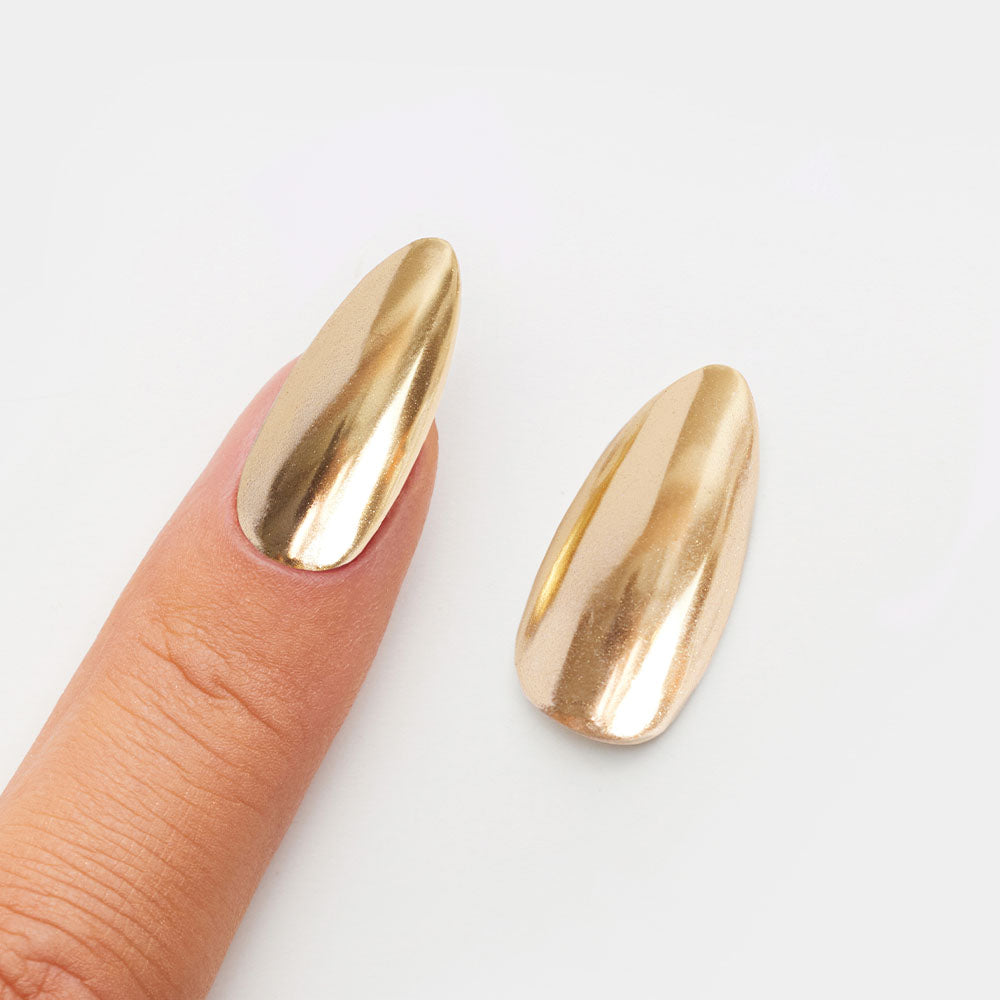 Gelous Gold Mirror Chrome Powder swatch - photographed in Australia
