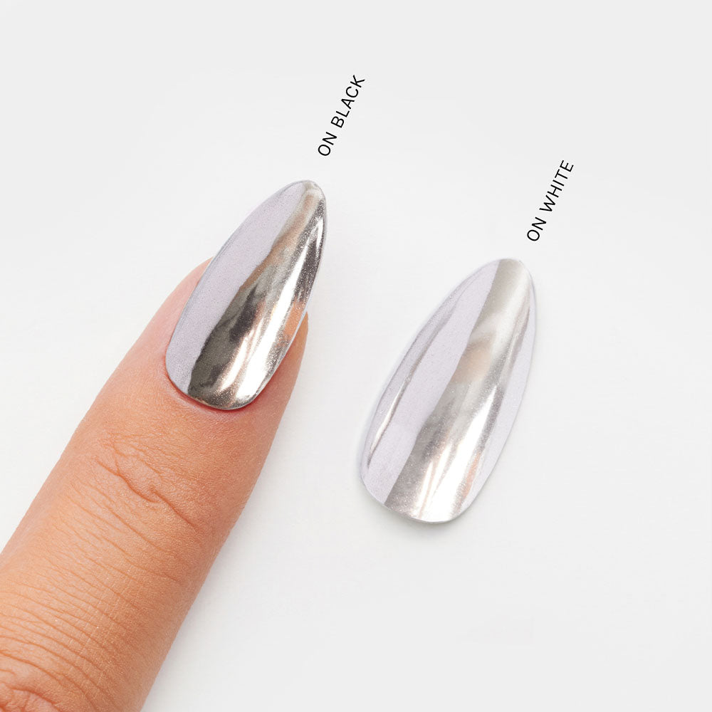 Gelous Silver Mirror Chrome Powder swatch - photographed in Australia