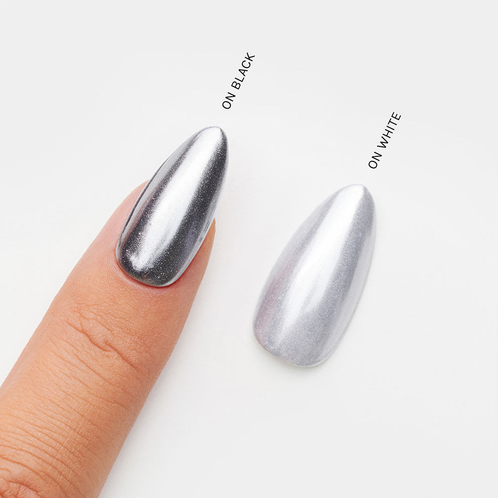 Gelous Silver Mirror Chrome Powder swatch - photographed in Australia