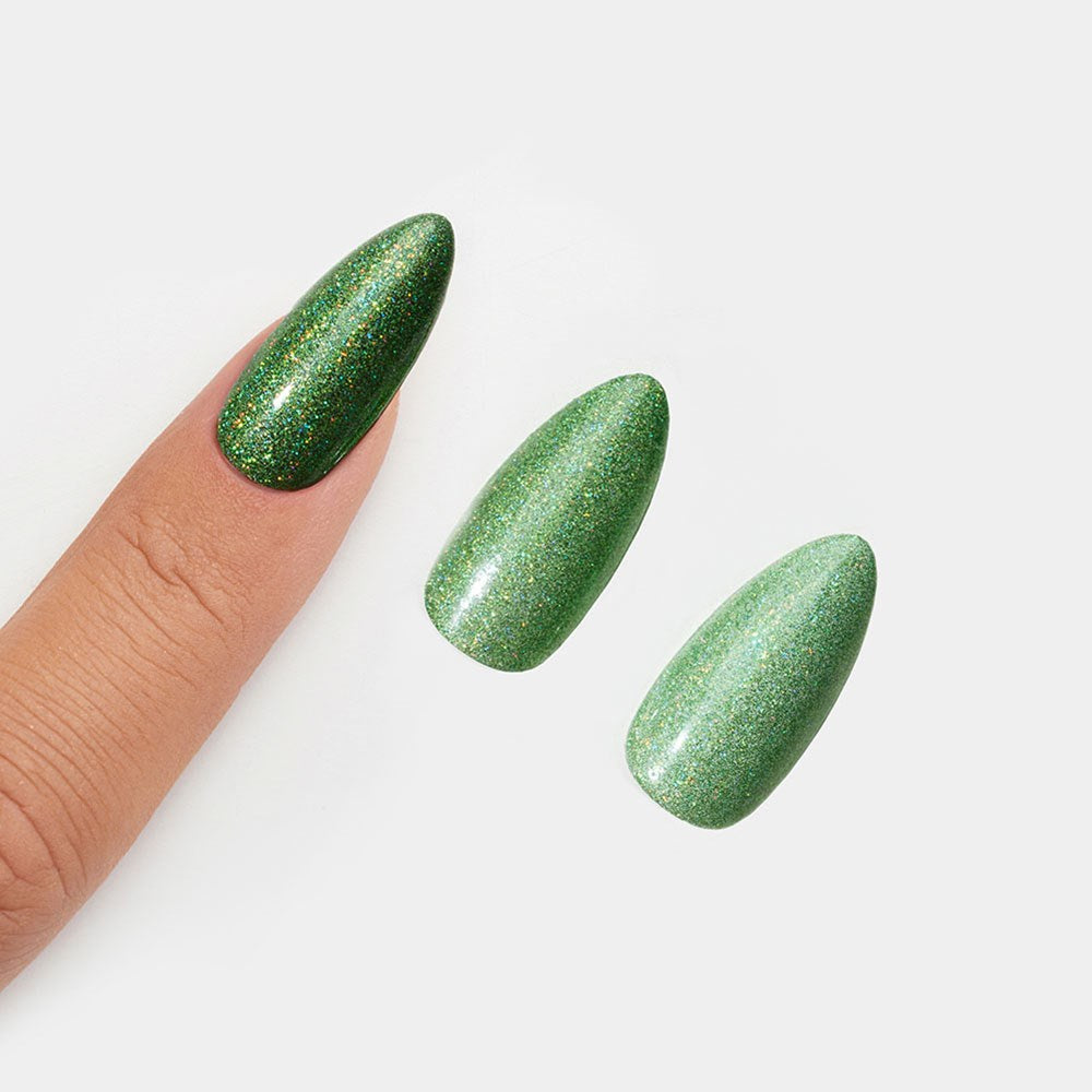 Gelous Emerald Stardust Chrome Powder swatch - photographed in Australia