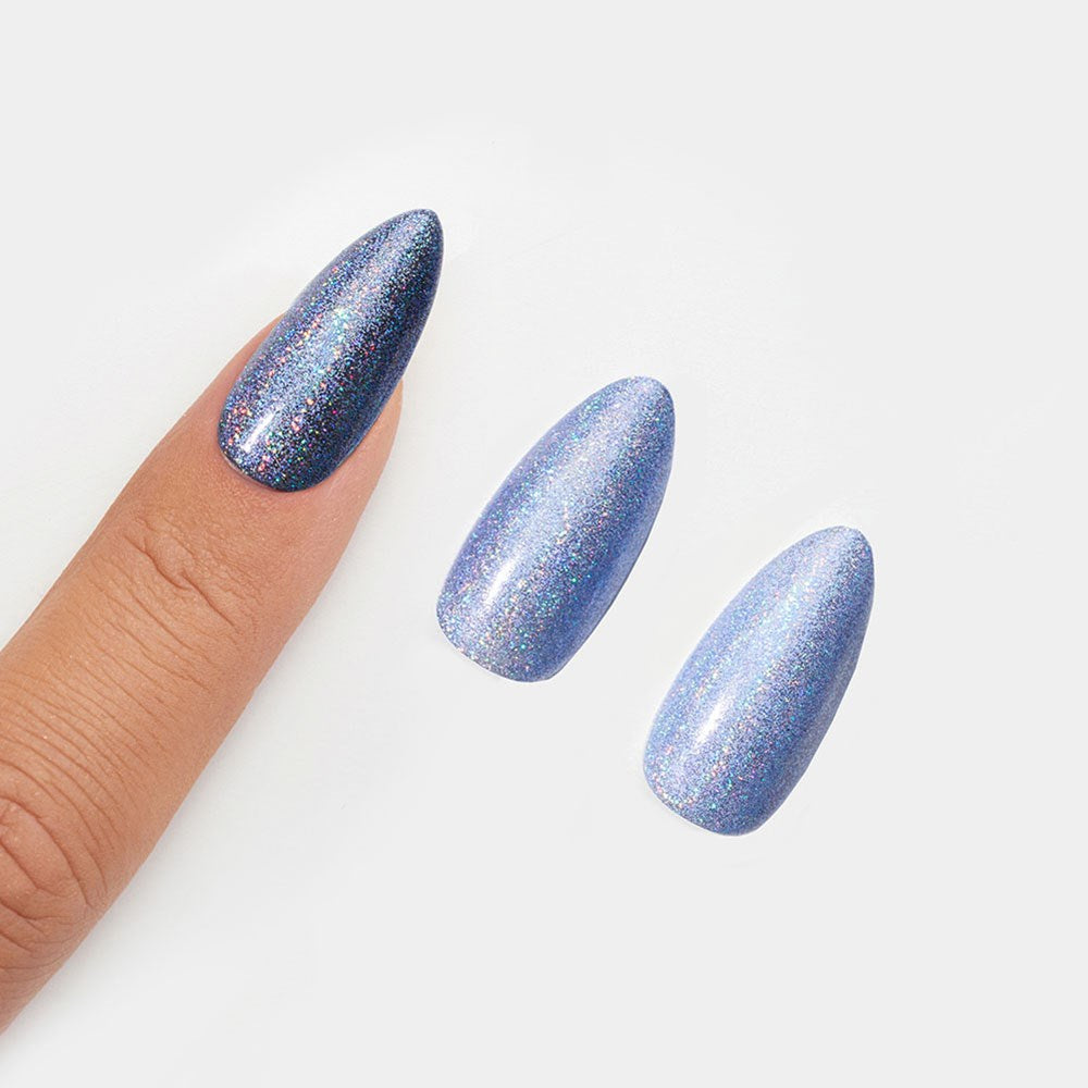 Gelous Indigo Stardust Chrome Powder swatch - photographed in Australia